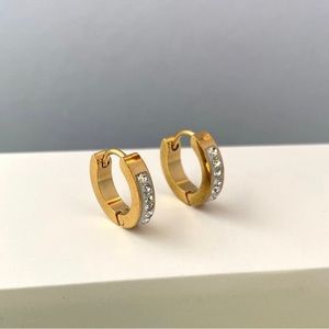 18K Gold Plated CZ Small Hoop Earrings for Men Women,Gold Hoop Earrings